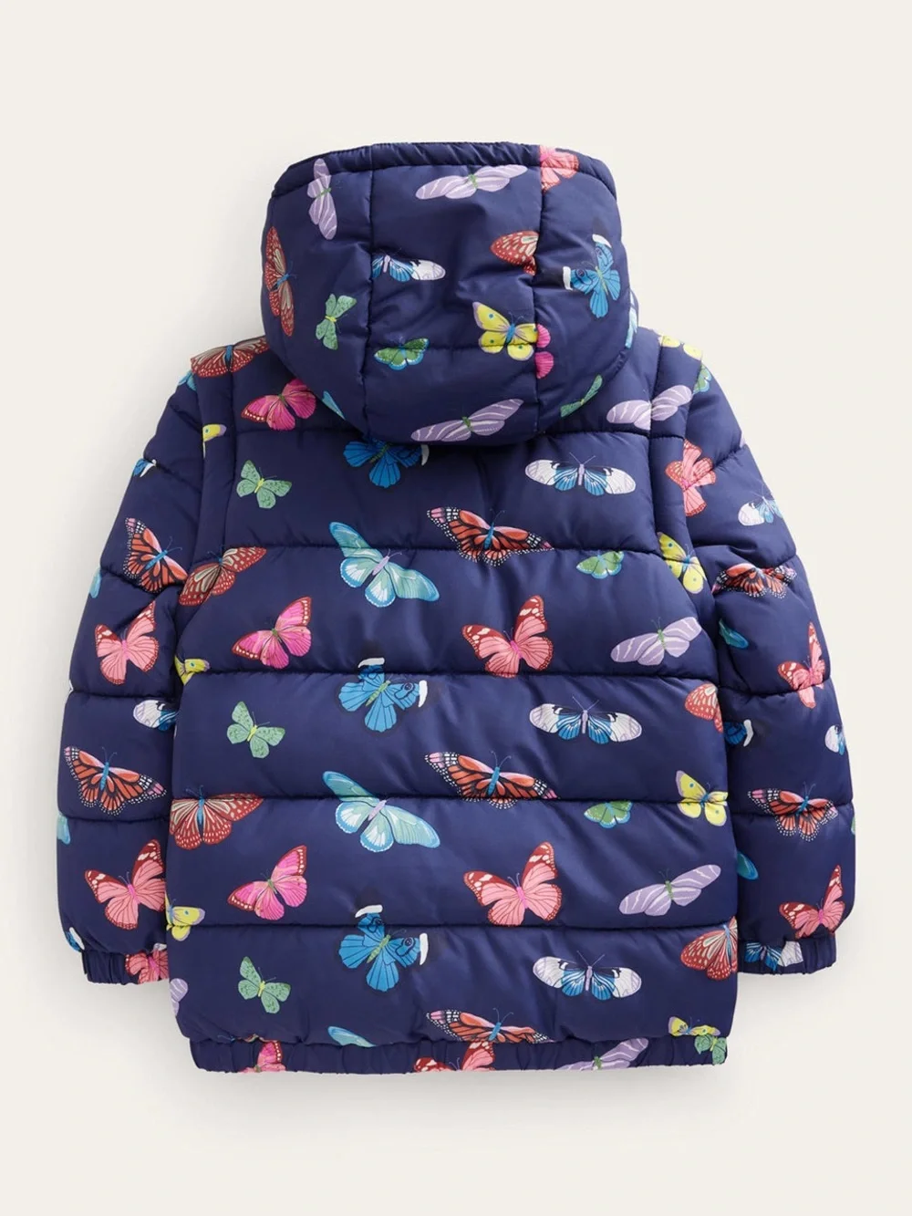 Mini Boden 2-in-1 Padded Coat in Navy Butterflies / 13-14 Years